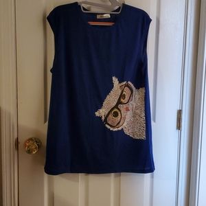 Sleeveless shirt with cute owl